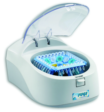 MyFuge&#8482; 12 mini centrifuge with COMBI-Rotor&#8482; for microtubes or PCR strips/tubes, AC/DC input 100 - 240 V V AC, Schuko plug