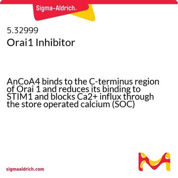 Orai1 Inhibitor AnCoA4 binds to the C-terminus region of Orai 1 and reduces its binding to STIM1 and blocks Ca2+ influx through the store operated calcium (SOC) channel (EC?? = 880 nM).