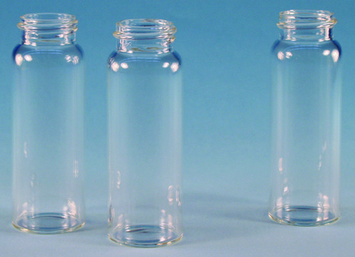 Vials, screw top, clear glass (vial only) volume 40&#160;mL, clear glass vial, thread for 24-400, pkg of 100&#160;ea