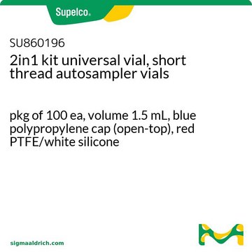 二合一套件&#65292;通用样品瓶&#65292;短螺纹自动进样器样品瓶 pkg of 100&#160;ea, volume 1.5&#160;mL, blue polypropylene cap (open-top), red PTFE/white silicone