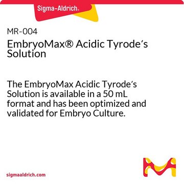 EmbryoMax&#174; Acidic Tyrode&#8242;s Solution The EmbryoMax Acidic Tyrode&#8242;s Solution is available in a 50 mL format and has been optimized and validated for Embryo Culture.