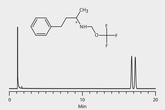 GC Analysis of 1-Methyl-3-Phenylpropylamine (4-Phenyl-2-Butylamine) Enantiomers (N-TFA Derivatives) on Astec&#174; CHIRALDEX&#8482; G-TA suitable for GC