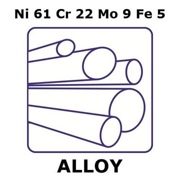 Inconel&#174; 625 - corrosion resistant alloy, Ni61Cr22Mo9Fe5 rod, 500mm x 12.0mm diameter, annealed