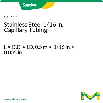 Stainless Steel 1/16 in. Capillary Tubing L × O.D. × I.D. 0.5&#160;m × 1/16&#160;in. × 0.005&#160;in.