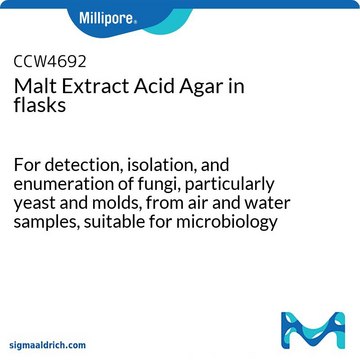 Malt Extract Acid Agar in flasks For detection, isolation, and enumeration of fungi, particularly yeast and molds, from air and water samples, suitable for microbiology