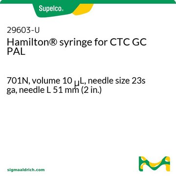 用于 CTC GC PAL 的 Hamilton&#174; 注射器 701N, volume 10&#160;&#956;L, needle size 23s ga, needle L 51&#160;mm (2&#160;in.)