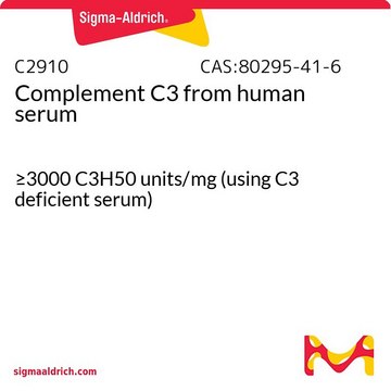 Complement C3 来源于人类血清 &#8805;3000&#160;C3H50 units/mg (using C3 deficient serum)