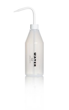 Azlon&nbsp;Pre-Labelled Narrow Neck Wash Bottles with jet-tip aperture label, Water, capacity 500&#160;mL, low-density polyethylene bottle