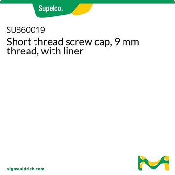 Short thread screw cap, 9 mm thread, with liner