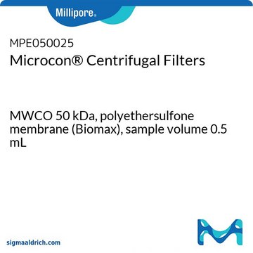 Microcon&#174; Centrifugal Filters MWCO 50&#160;kDa, polyethersulfone membrane (Biomax), sample volume 0.5 mL