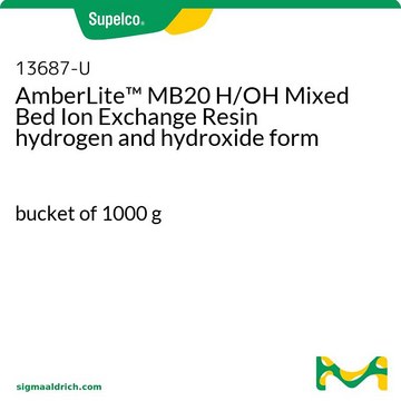 AmberLite&#8482; MB20 H/OH Mixed Bed Ion Exchange Resin hydrogen and hydroxide form bucket of 1000&#160;g