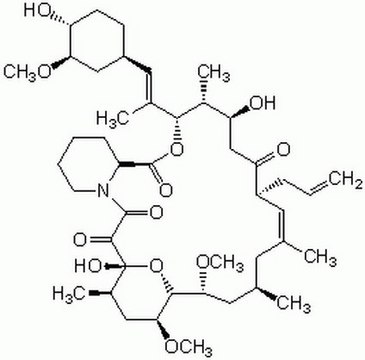 FK-506, Streptomyces sp. Immunosuppressant that blocks T cell proliferation in vitro by inhibiting the generation of several lymphokines, especially IL-2.