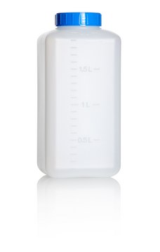 Azlon&nbsp;Square Bottles graduated, cap, Plug, translucent high-density polyethylene, capacity 2000&#160;mL