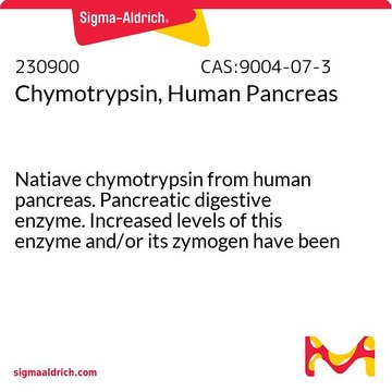 胰凝乳蛋白酶，来源于人胰腺 Natiave chymotrypsin from human pancreas. Pancreatic digestive enzyme. Increased levels of this enzyme and/or its zymogen have been found in serum of individuals with cystic fibrosis.