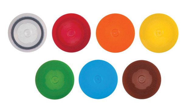 Screw caps with O-rings red, pkg of 8x500caps/cs