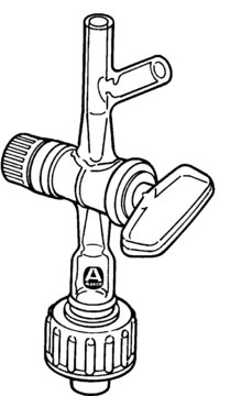 Aldrich&#174; septum-inlet adapter with stopcock and side-arm Screw-thread, joint: ST/NS 14/20, glass stopcock