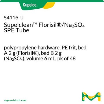 Supelclean&#8482; Florisil&#174;/Na2SO4 SPE Tube polypropylene hardware, PE frit, bed A 2&#160;g (Florisil&#174;), bed B 2&#160;g (Na2SO4), volume 6&#160;mL, pk of 48