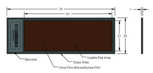 Grace Bio-Labs PATH® protein microarray slides, with barcode nitrocellulose (on glass slide), external size 25 mm × 75 mm, pack of 20 ea