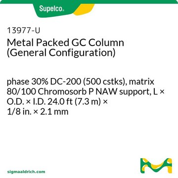 Metal Packed GC Column (General Configuration) phase 30% DC-200 (500 cstks), matrix 80/100 Chromosorb P NAW support, L × O.D. × I.D. 24.0&#160;ft (7.3&#160;m) × 1/8&#160;in. × 2.1&#160;mm