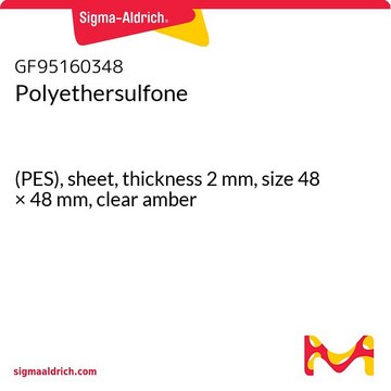 Polyethersulfone (PES), sheet, thickness 2&#160;mm, size 48 × 48&#160;mm, clear amber