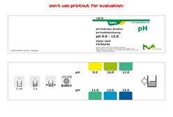 pH-indicator solution pH 9.0 - 13.0 with colour card pH 9.0 - 10.0 - 11.0 - 12.0 - 13.0