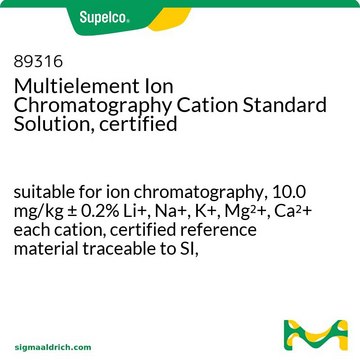 5种阳离子标准液，用于离子色谱分析 TraceCERT&#174;, suitable for ion chromatography, certified reference material traceable to SI, 10.0 mg/kg Li+, Na+, K+, Mg2+, Ca2+ each cation