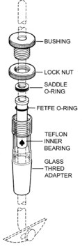 Ace Trubore&#174; PTFE 4-piece stirrer bearing joint: ST/NS 45/50, fits shaft o.d., 10&#160;mm