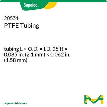 PTFE Tubing tubing L × O.D. × I.D. 25&#160;ft × 0.085&#160;in. (2.1&#160;mm) × 0.062&#160;in. (1.58&#160;mm)