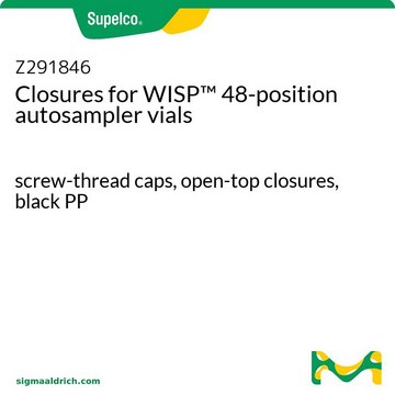 Closures for WISP&#8482; 48-position autosampler vials screw-thread caps, open-top closures, black PP