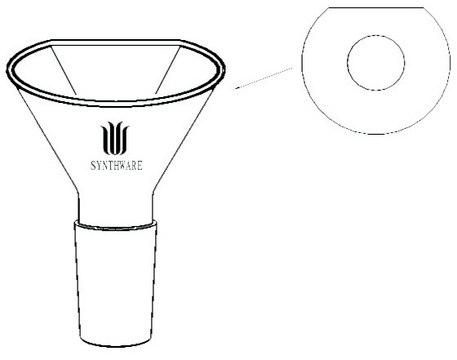 Synthware&#8482; powder funnel with flattened side joint: ST/NS 29/20, top diam. 100&#160;mm