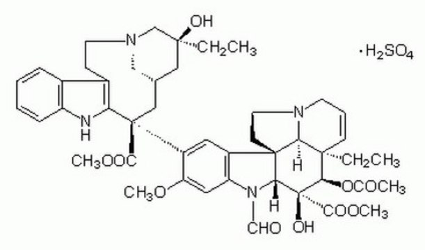 Vincristine Sulfate, Apocynaceae sp. Indole alkaloid that binds to tubulin, inhibiting formation of microtubules.