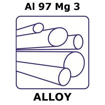 Aluminium alloy 5754 rod, Al 97%/Mg 3%, 6.35&#160;mm diameter, length 1000 mm, condition extruded