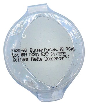 Phosphate Buffer vial of 90&#160;mL, pkg of 50&#160;units, USP Butterfield&#8242;s Method, plastic vial (120ml flip top design), sterile; &#947;-irradiated by SER-TAIN&#8482; process