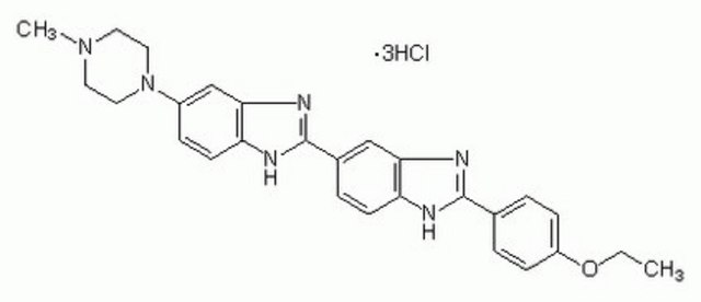 Bisbenzimide H 33342 Fluorochrome, Trihydrochloride Cell-permeable, adenine-thymine-specific fluorescent stain.