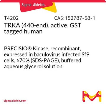 TRKA (440-end), active, GST tagged human PRECISIO&#174; Kinase, recombinant, expressed in baculovirus infected Sf9 cells, &#8805;70% (SDS-PAGE), buffered aqueous glycerol solution