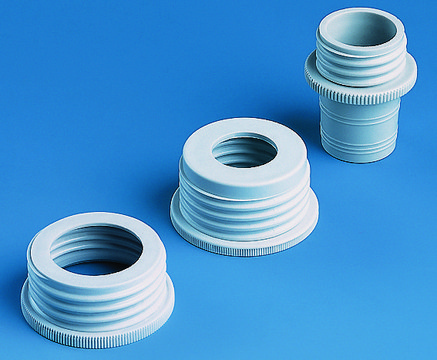 Bottle adapters for BRAND&#174; Dispensers and Burettes GL 32 thread, for bottle thread GL 38, ETFE