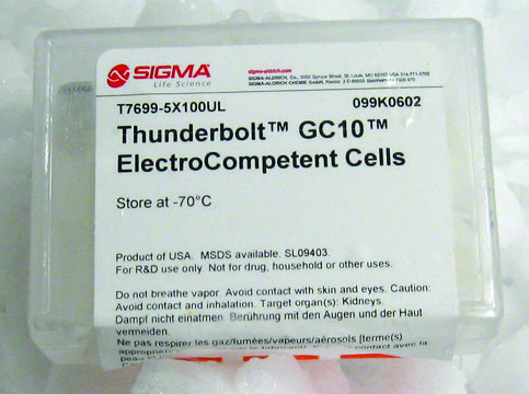 Thunderbolt&#8482; GC10&#8482; Electrocompetent Cells for generation of cDNA libraries and DNA plasmid production