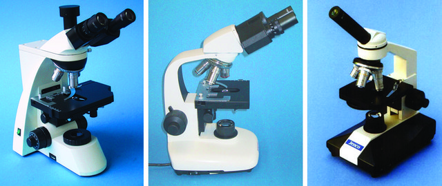 Jenco&#8482; compound microscopes AC/DC input 220 V AC, brightfield, achromatic lens, binocular, mechanical stage; led or other illumination