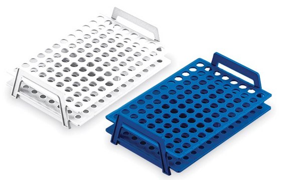 Microtube Rack blue Nylon, pack of 8&#160;racks, Holds 24 x 1.5-2 mL tubes