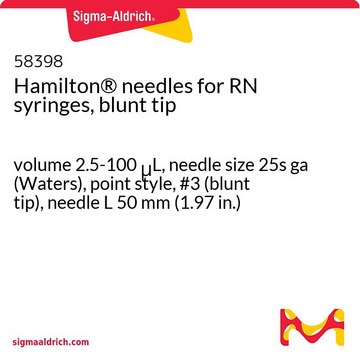 Hamilton&#174; needles for RN syringes, blunt tip volume 2.5-100&#160;&#956;L, needle size 25s ga (Waters), point style, #3 (blunt tip), needle L 50&#160;mm (1.97&#160;in.)