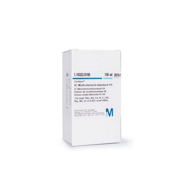 IC multi-element standard VI NH&#8324;= 10 mg/l, K = 50 mg/l, Na = 100 mg/l, Ca = 100 mg/l, Mg = 100 mg/l in 0,01 mol/l HNO&#8323; Certipur&#174;