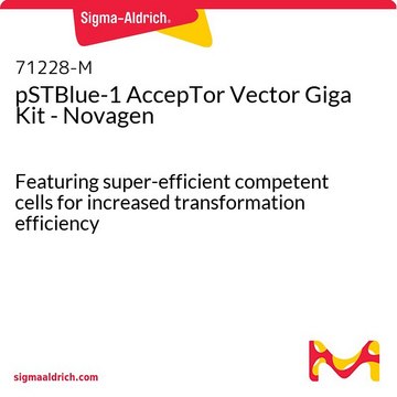 pSTBlue-1 AccepTor Vector Giga Kit - Novagen Featuring super-efficient competent cells for increased transformation efficiency