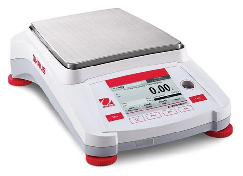 Ohaus&#174; Adventurer&#174; Precision Balance Model AX8201/E, weighing capacity 8200&#160;g, resolution: 0.1&#160;g, AC/DC input 210 - 2310 V, universal plug set (UK/EU Plugset)