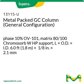 Metal Packed GC Column (General Configuration) phase 10% OV-101, matrix 80/100 Chromosorb W HP support, L × O.D. × I.D. 6.0&#160;ft (1.8&#160;m) × 1/8&#160;in. × 2.1&#160;mm