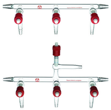 Aldrich&#174; single bank manifolds with high-vacuum PTFE valves manifold with vacuum-gauge port, positions, 4