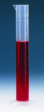 BRAND&#174; graduated cylinder, PP, with blue printed scale or embossed scale volume 500&#160;mL, embossed scale: yes