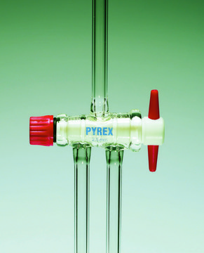 Pyrex&#174; Stopcocks, plain arms double key bore, PTFE key, bore 2.5&#160;mm , key