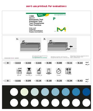 Phosphate Test colorimetric, 0.015-0.14 mg/L (PO4-P), 0.046-0.43 mg/L (PO43-), for use with MCOLORTEST®
