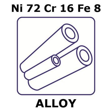 Inconel&#174; alloy 600 - heat resisting alloy, Ni72Cr16Fe8 100mm tube, 9.5mm outside diameter, 1.7mm wall thickness, 6.1mm inside diameter, annealed