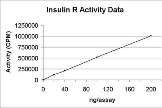 Insulin Receptor Protein, active, 10 &#181;g Active, recombinant human Insulin Receptor residues 1005-1310, containing an N-terminal His6-tag, for use in Kinase Assays.